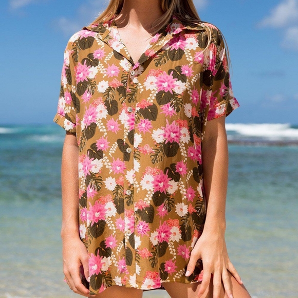 Rare acacia mombasa lei day blouse shirtdress P XS - Picture 6 of 15